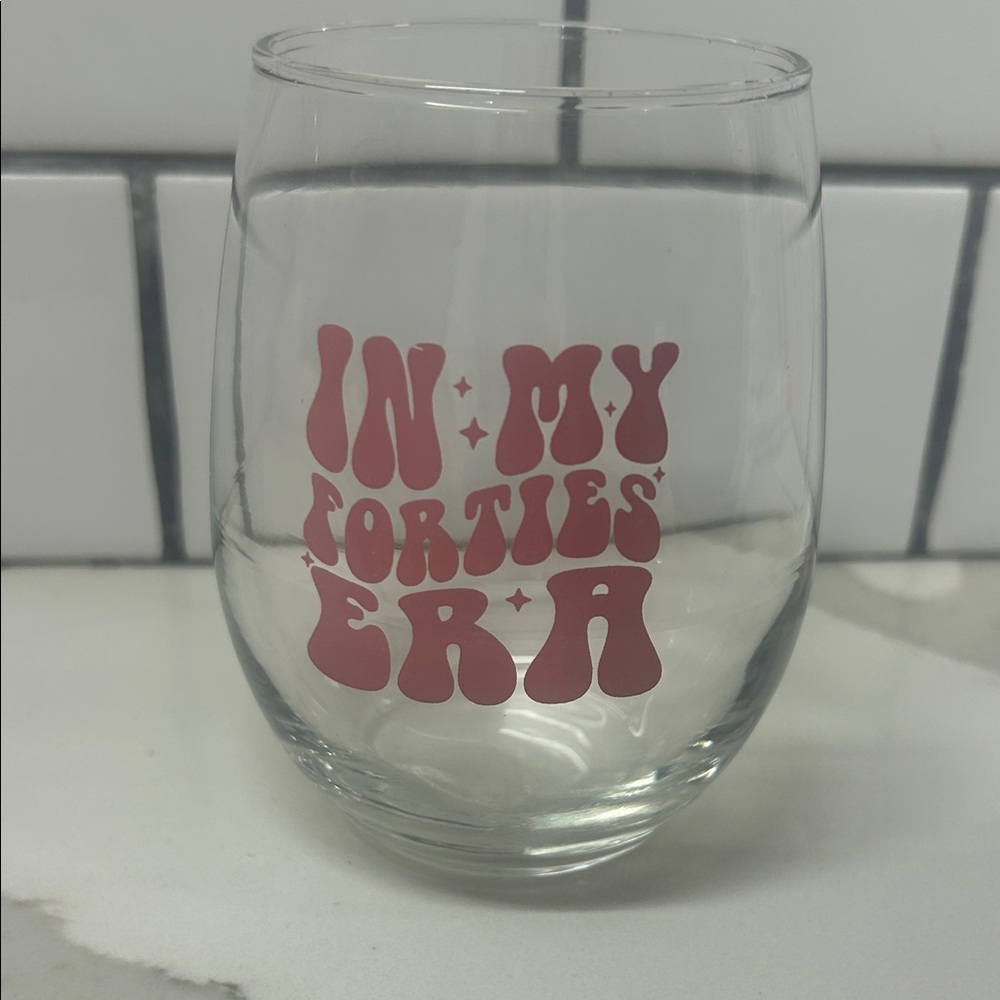 Clear Glass with Red Text